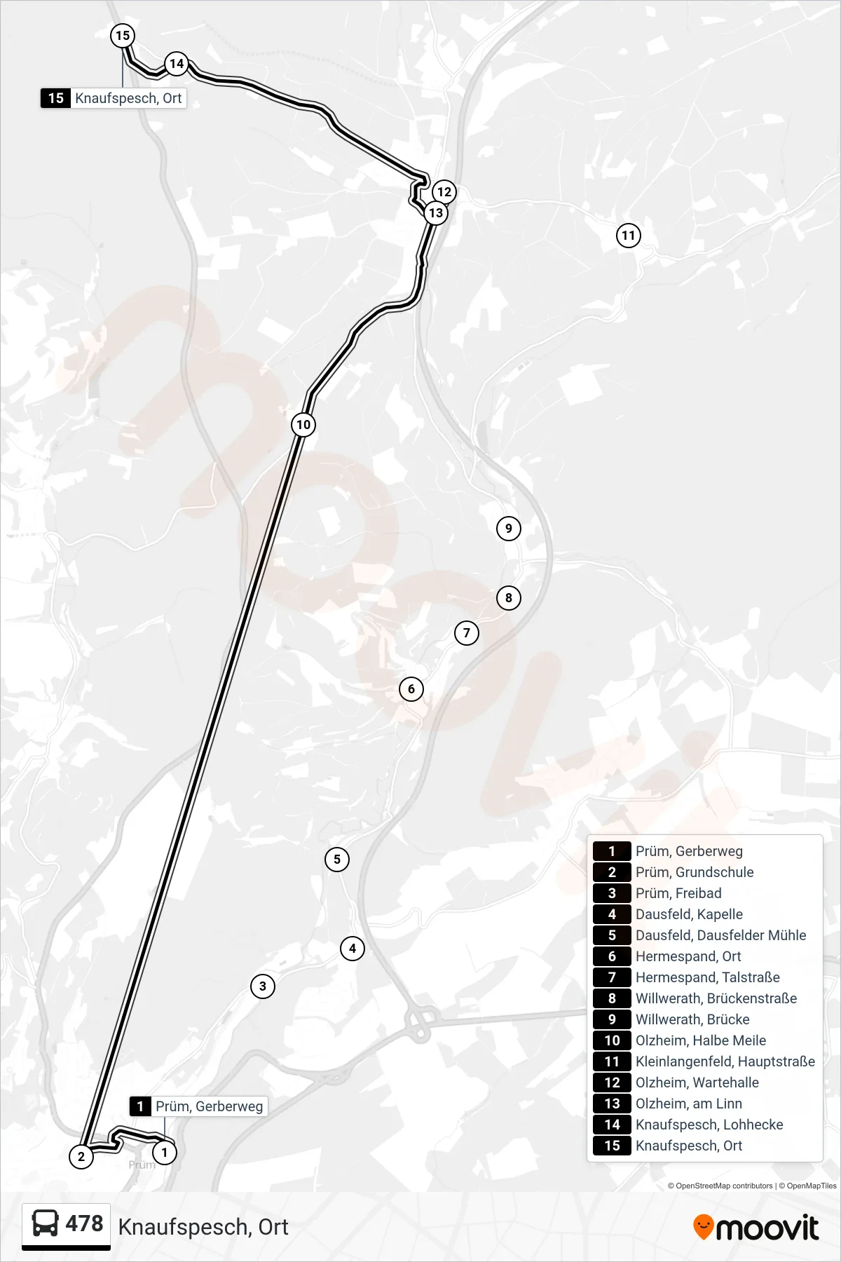 478 bus Line (Knaufspesch, Ort) route and stops on a map