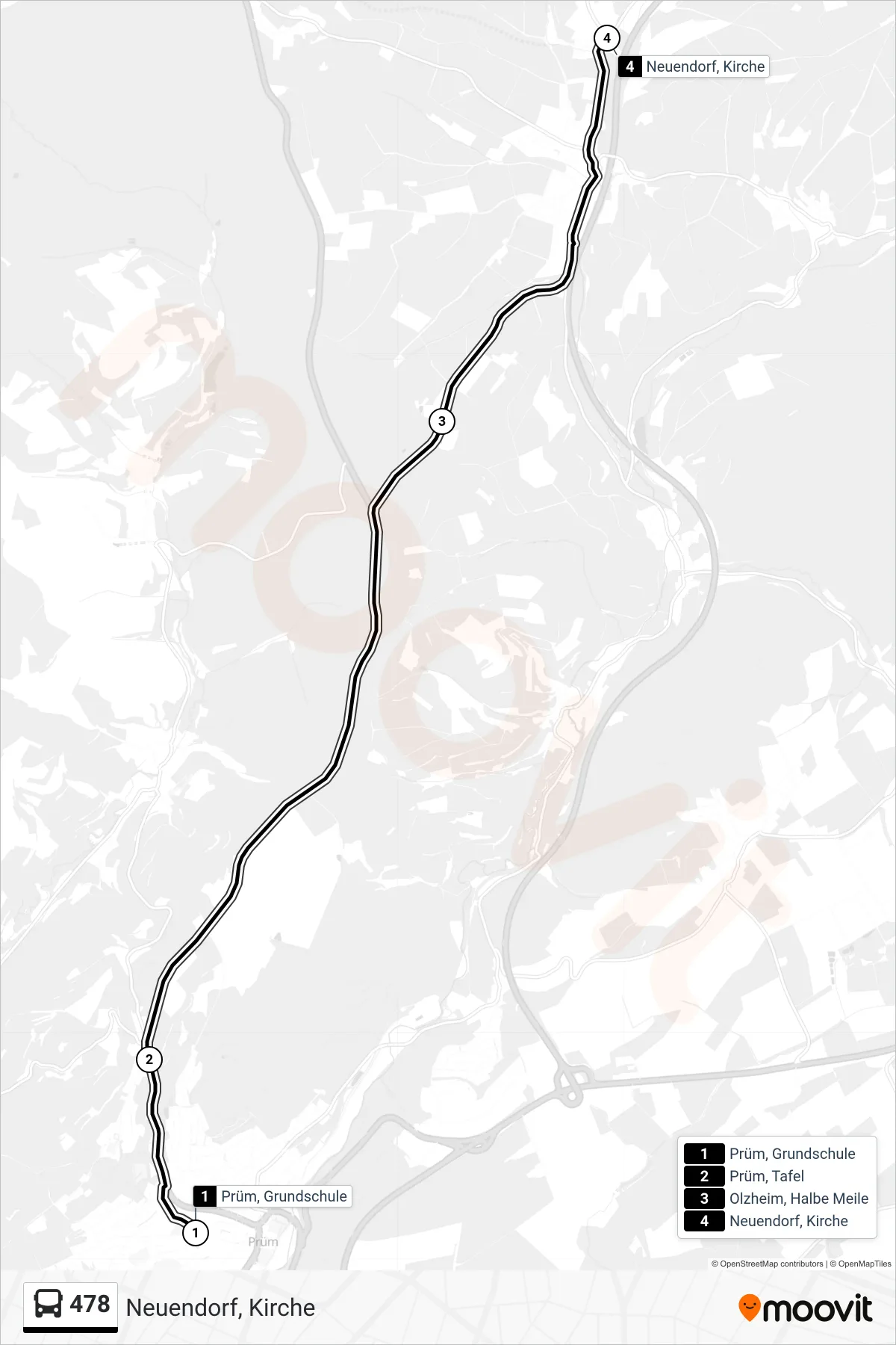 478 bus Line (Neuendorf, Kirche) route and stops on a map