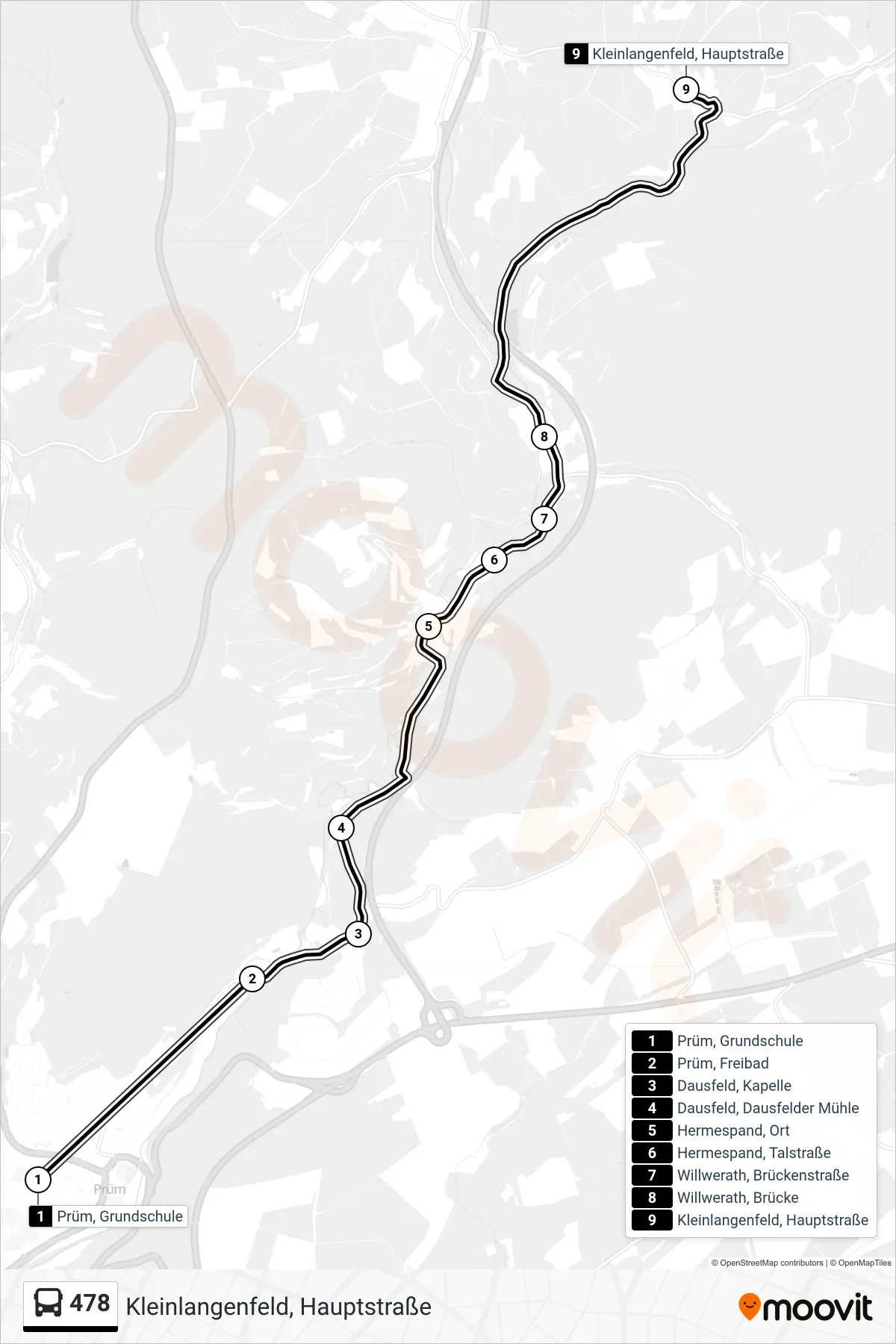 Linie 478 (Bus) Richtung Kleinlangenfeld, Hauptstraße: Route und Haltestellen auf der Karte