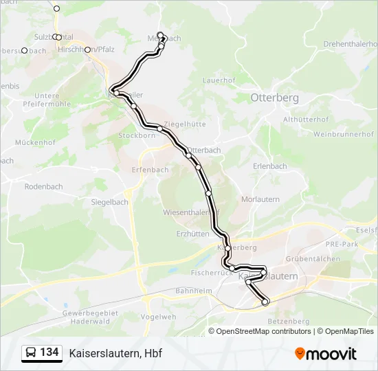 134 Bus Line Map