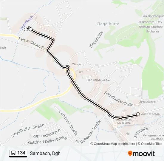 134 Bus Line Map
