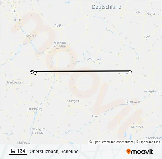 134 Bus Line Map