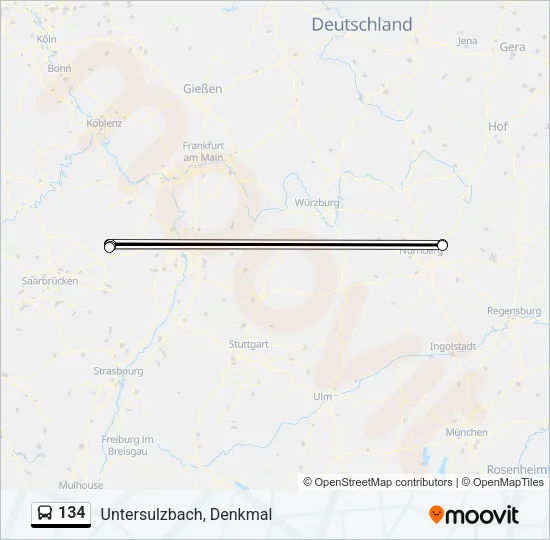 134 Bus Line Map