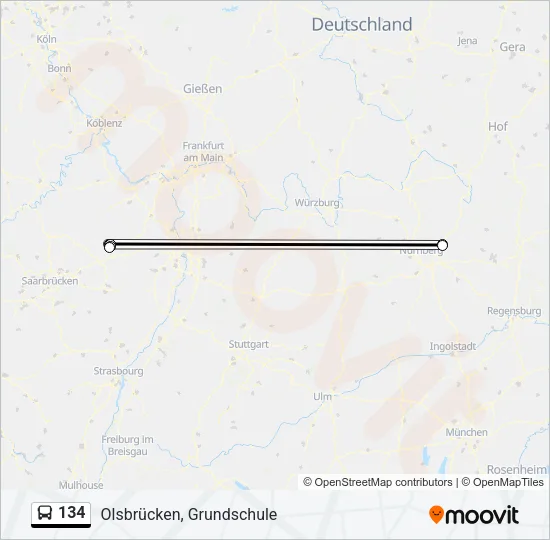134 Bus Line Map