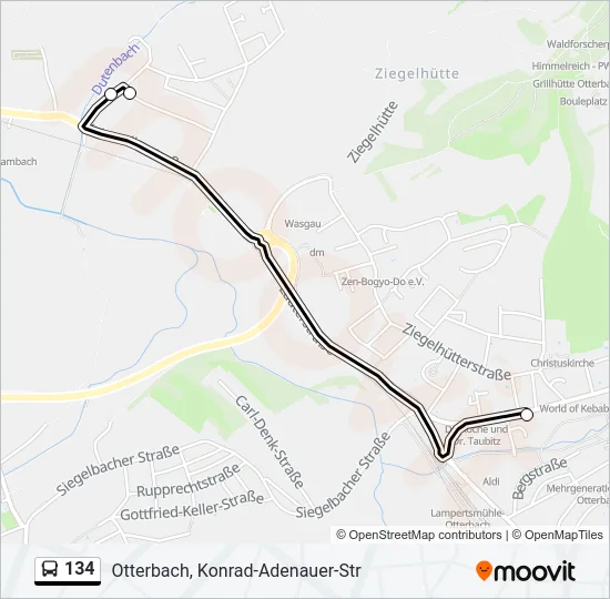 134 Bus Line Map
