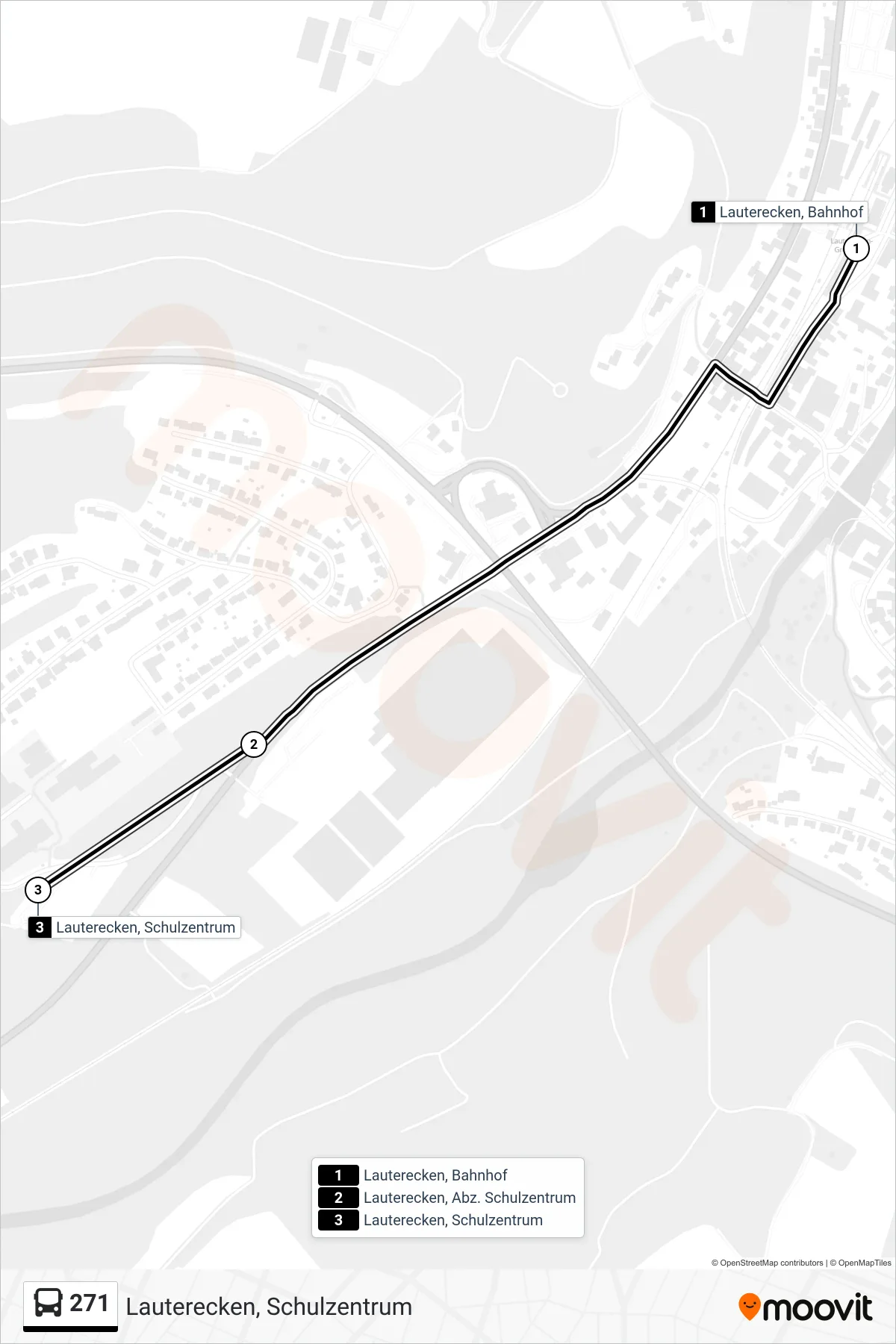 271 bus Line (Lauterecken, Schulzentrum) route and stops on a map
