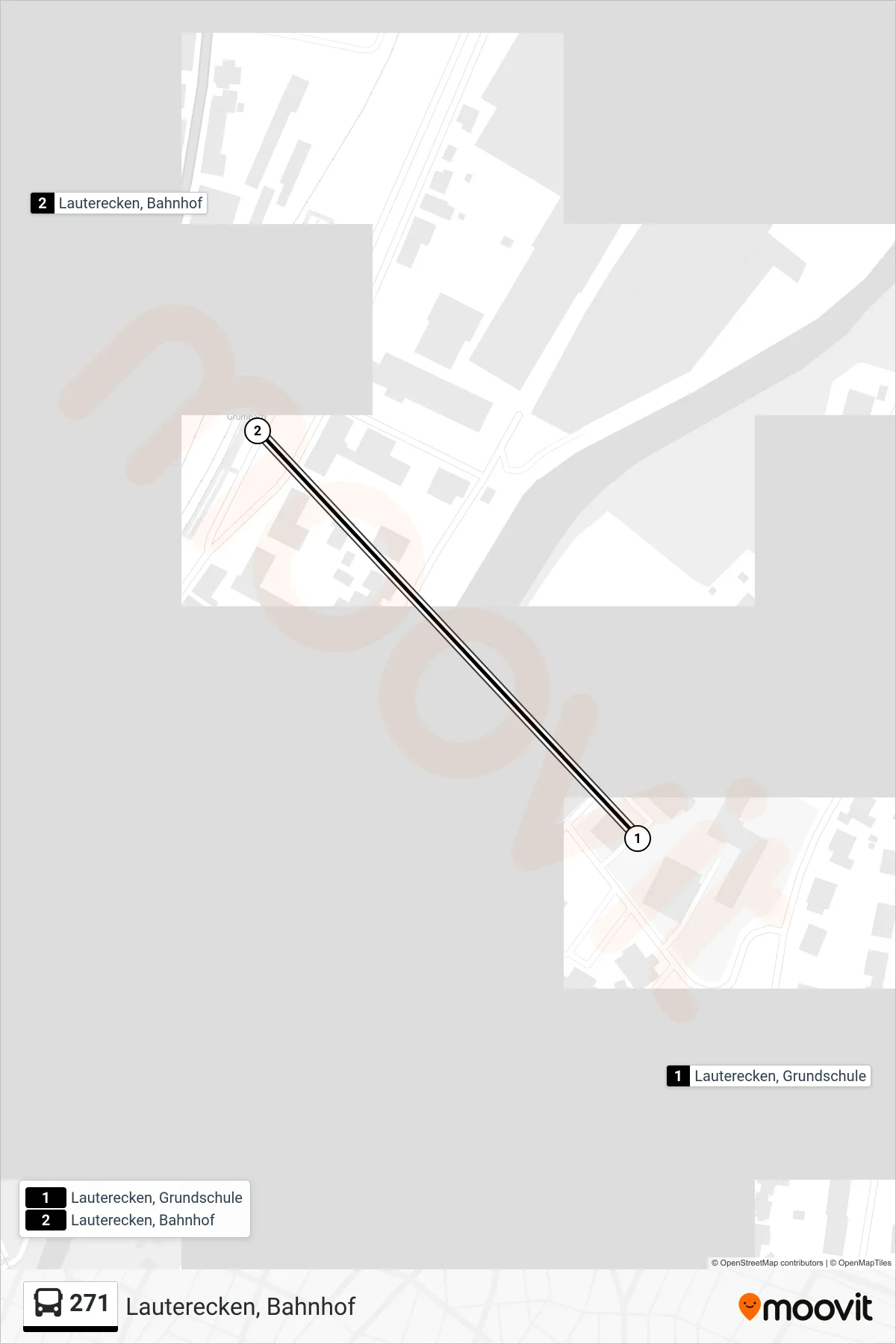 271 bus Line (Lauterecken, Bahnhof) route and stops on a map