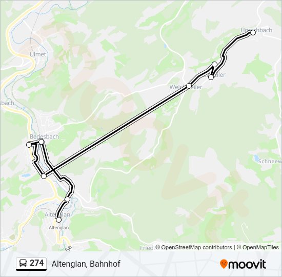 Автобус 274: карта маршрута
