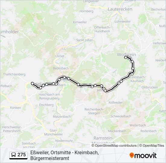 Автобус 275: карта маршрута