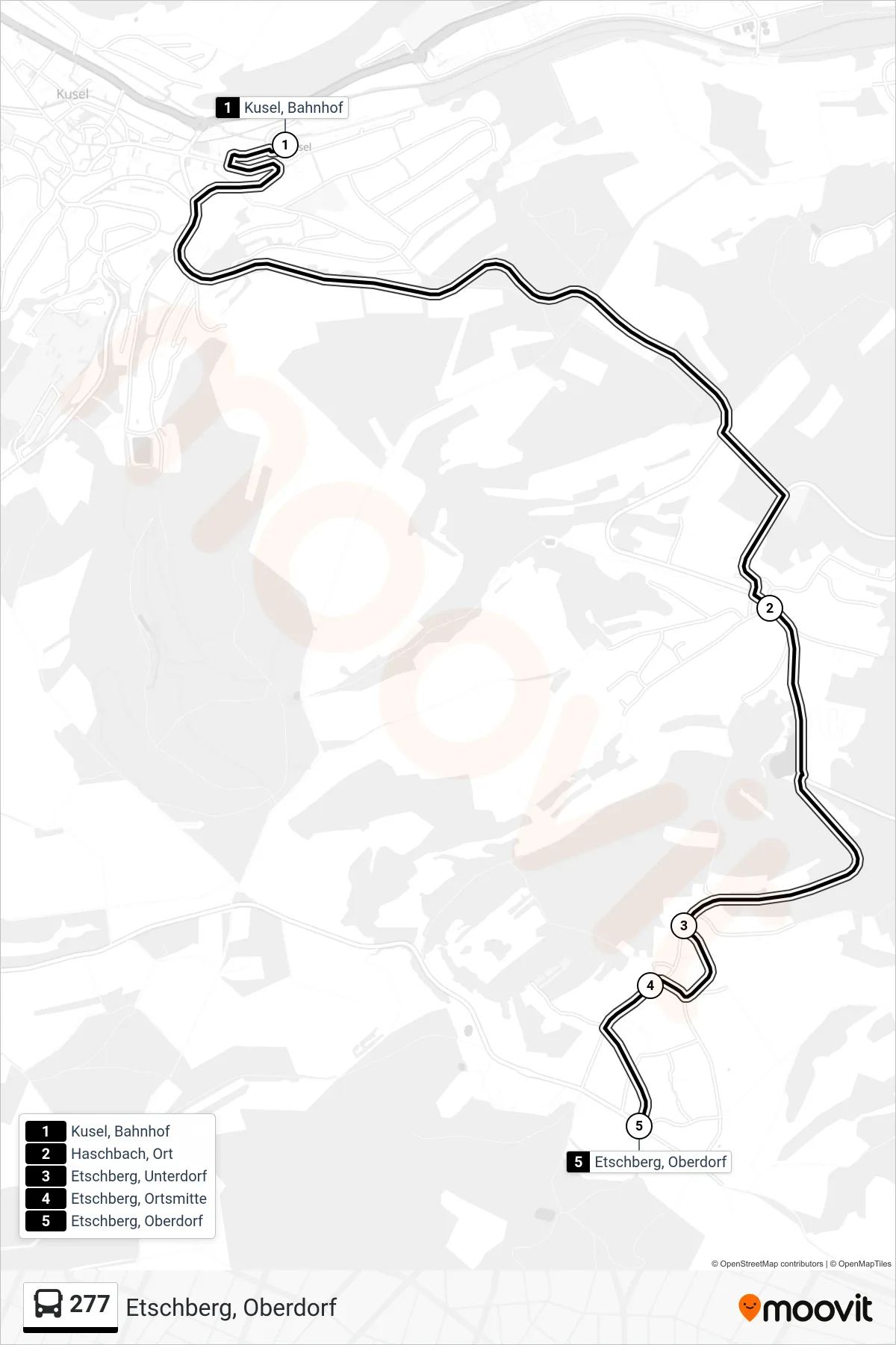 Linie 277 (Bus) Richtung Etschberg, Oberdorf: Route und Haltestellen auf der Karte