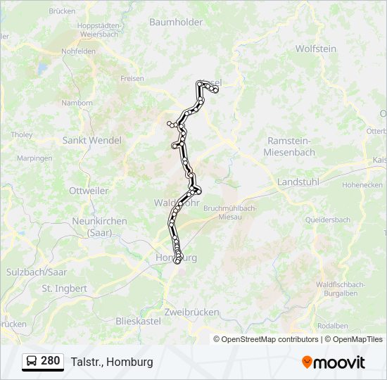 280 Bus Line Map