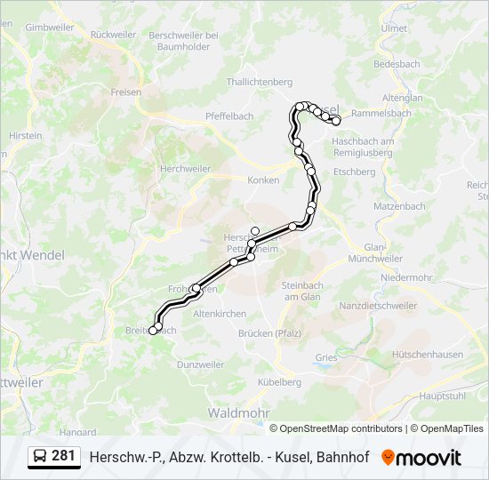 281 Bus Line Map