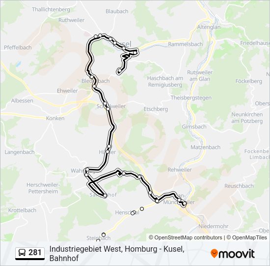 281 Bus Line Map