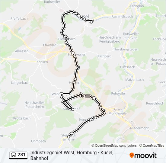 281 Bus Line Map