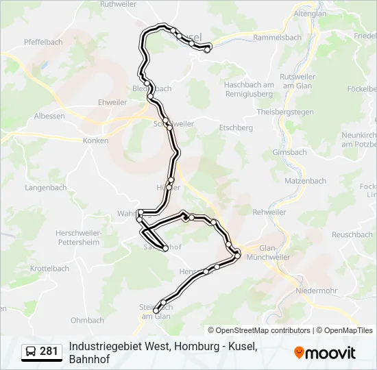 281 Bus Line Map