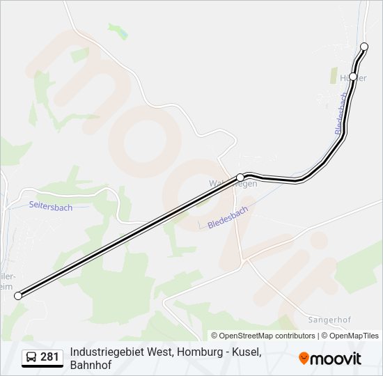 281 Bus Line Map