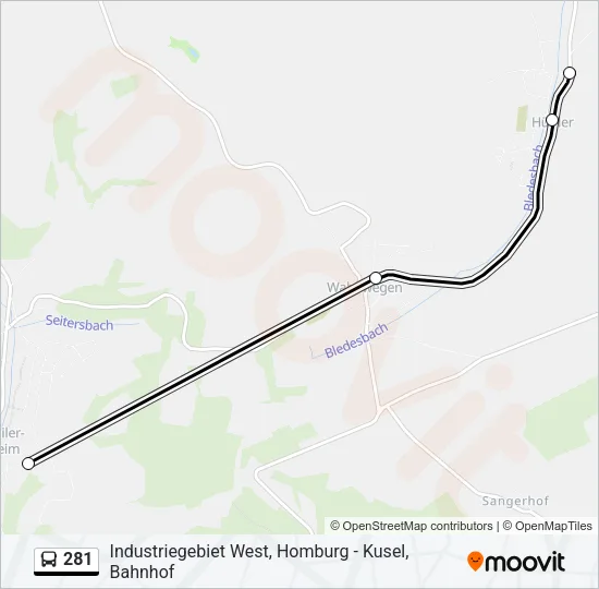 281 Bus Line Map