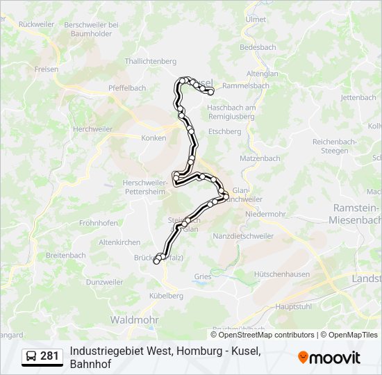 281 Bus Line Map