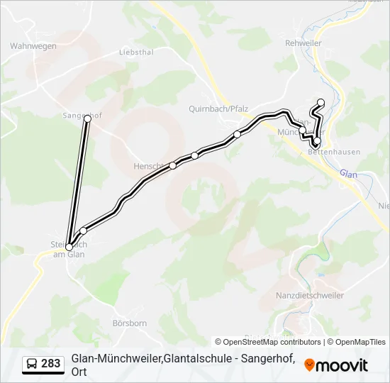 283 Bus Line Map