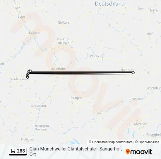283 Bus Line Map
