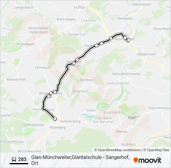 283 Bus Line Map