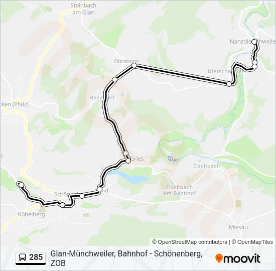 285 Bus Line Map