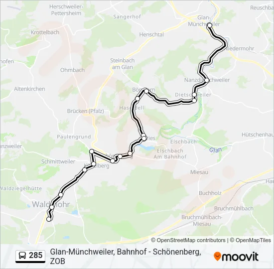 285 Bus Line Map