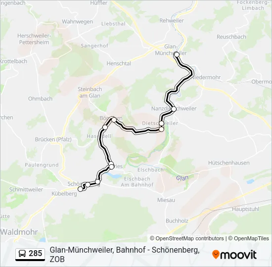 285 Bus Line Map
