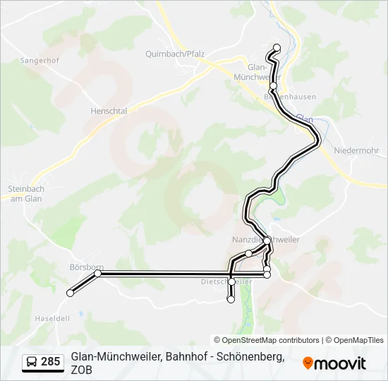 285 Bus Line Map