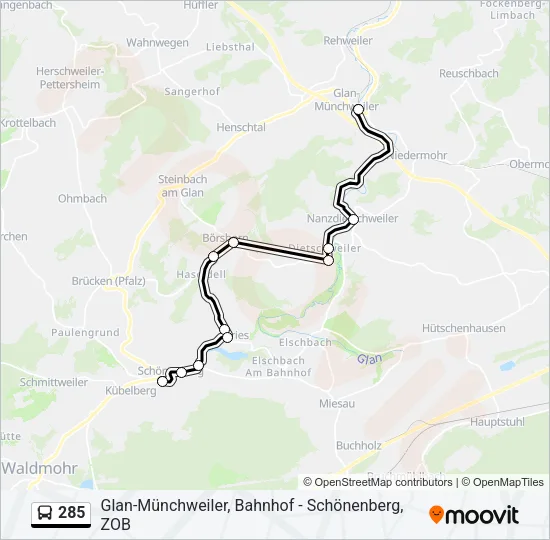 285 Bus Line Map