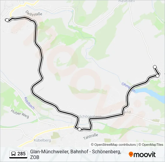 Buslinie 285 Karte