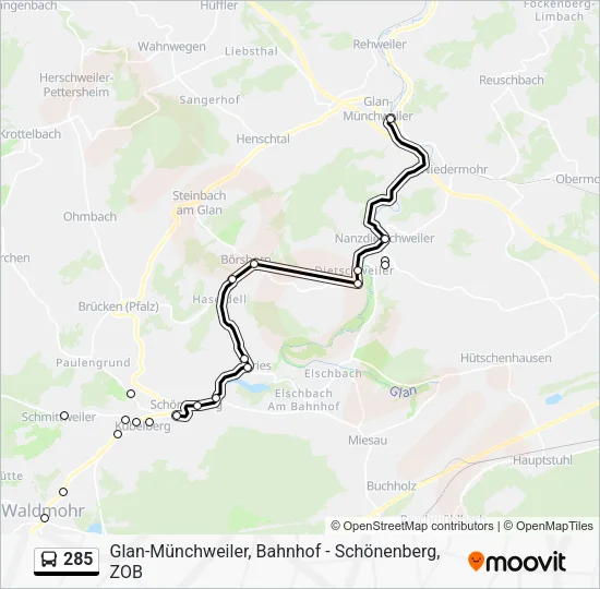 285 Bus Line Map