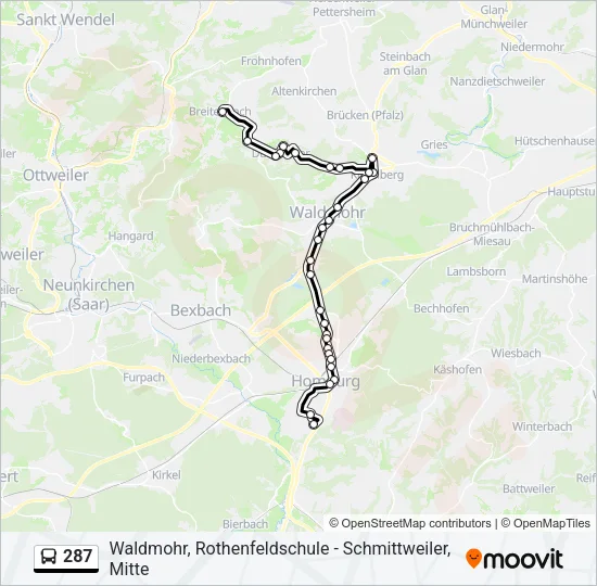 287 Bus Line Map