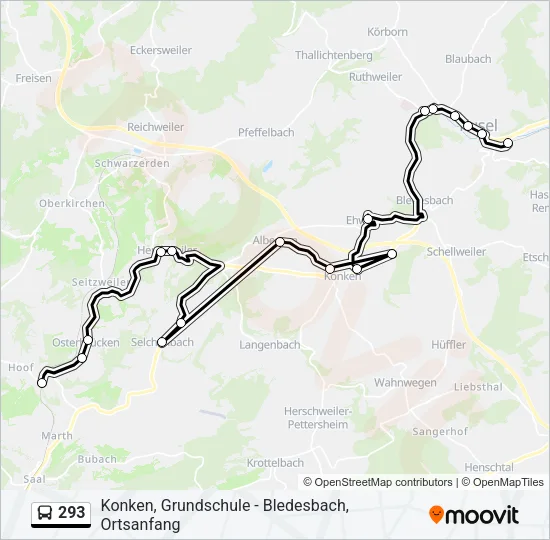293 Bus Line Map