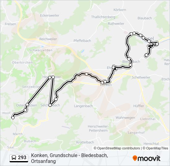 293 Bus Line Map