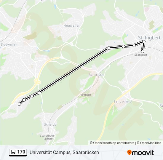 170 Route: Schedules, Stops & Maps - Universität Campus, Saarbrücken ...