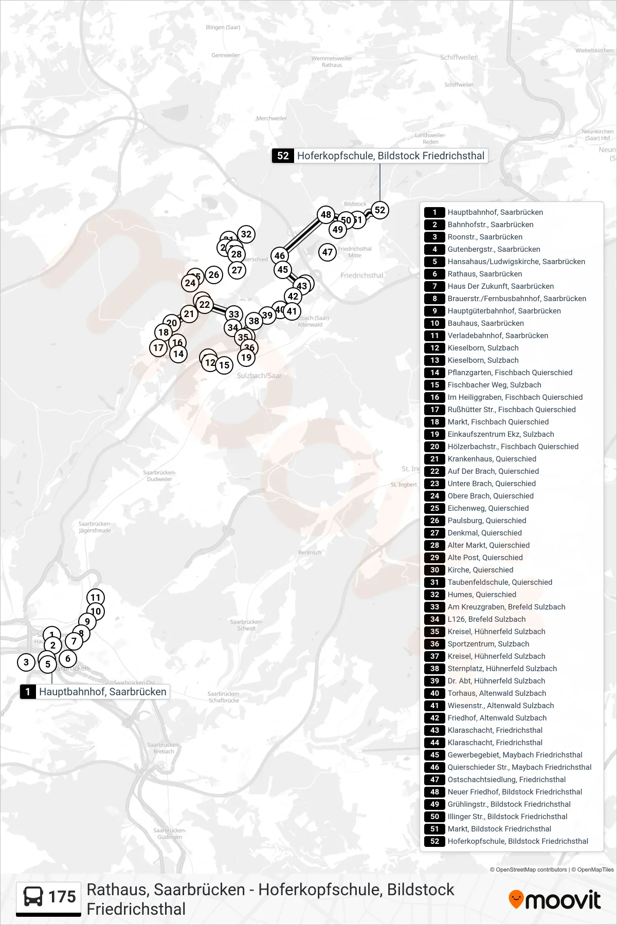 175 bus Line (Hoferkopfschule Über Sulzbach) route and stops on a map