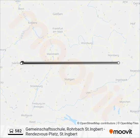 Автобус 582: карта маршрута