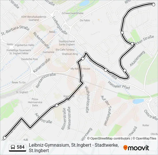 584 Bus Line Map