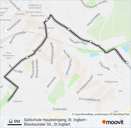 592 Bus Line Map