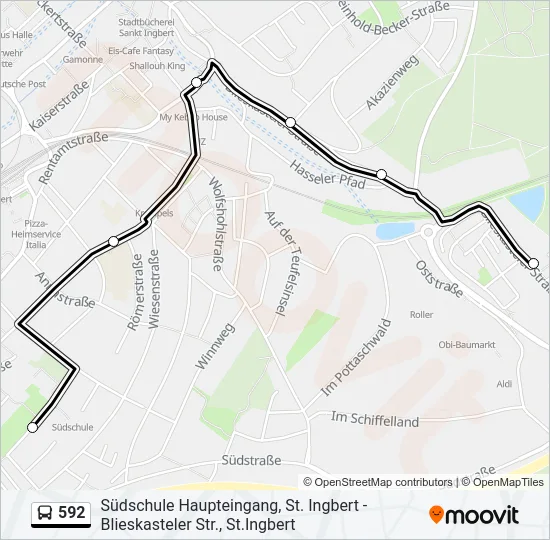 592 Bus Line Map