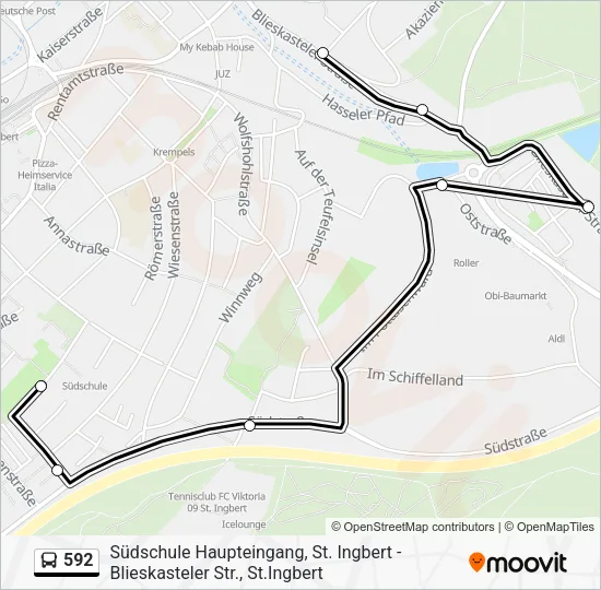 592 Bus Line Map