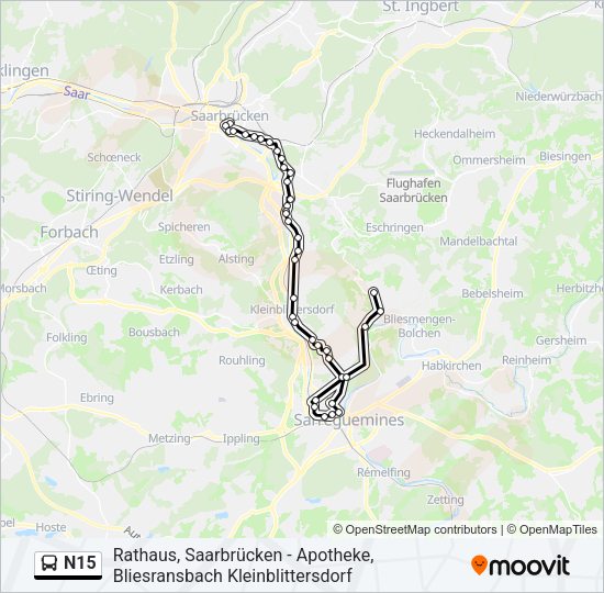 N15 Bus Line Map