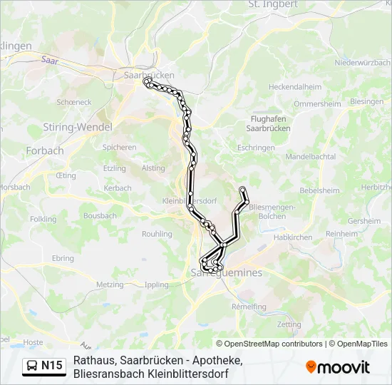 N15 Bus Line Map