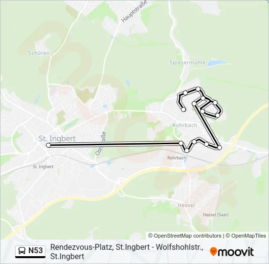 N53 Bus Line Map