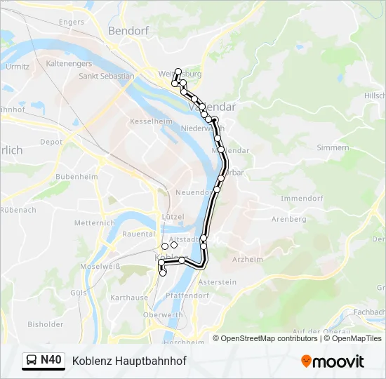 N40 Bus Line Map