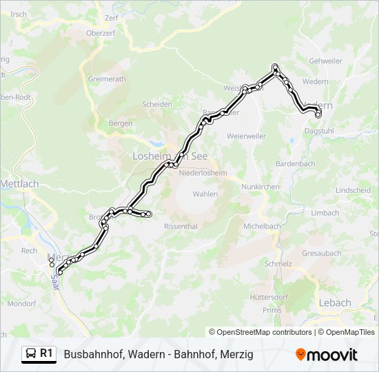 R1 Bus Line Map