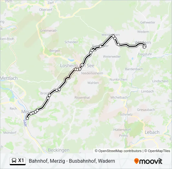 X1 Bus Line Map