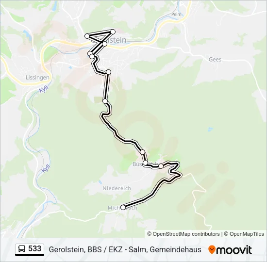 533 Bus Line Map