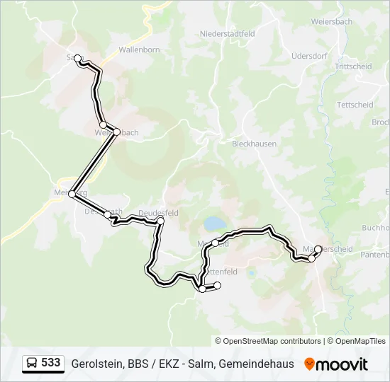 533 Bus Line Map